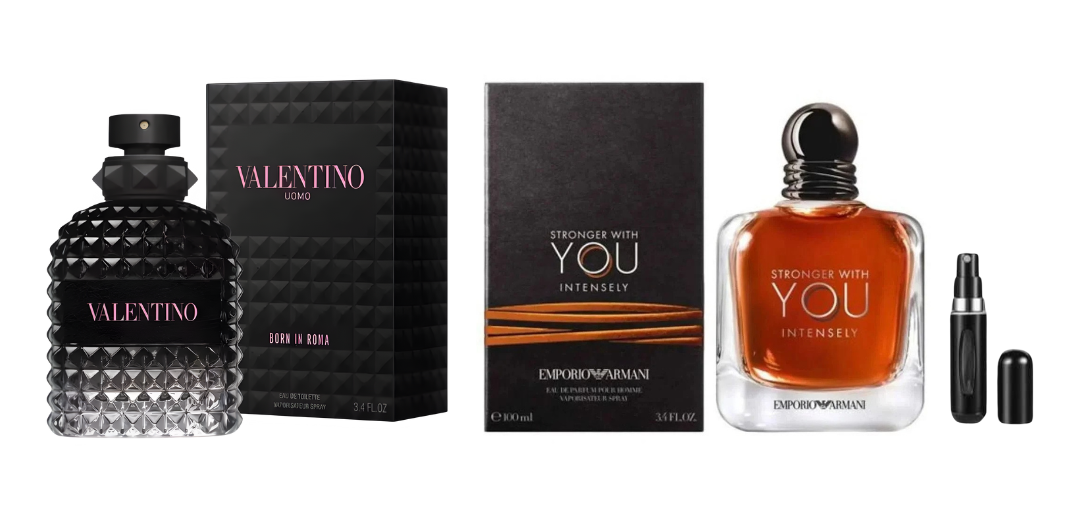 PROMO DUO VALENTINO UOMO BORN IN ROMA + STRONGER WITH YOU INTENSELY Perfumes exclusivos | Tiempo & Fragancia