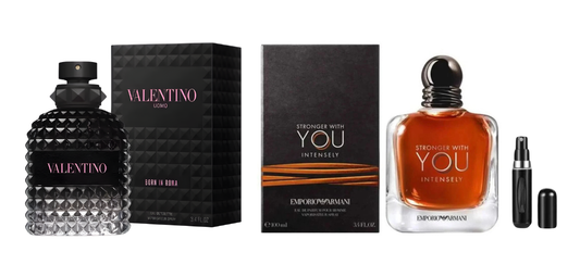 PROMO DUO VALENTINO UOMO BORN IN ROMA + STRONGER WITH YOU INTENSELY Perfumes exclusivos | Tiempo & Fragancia
